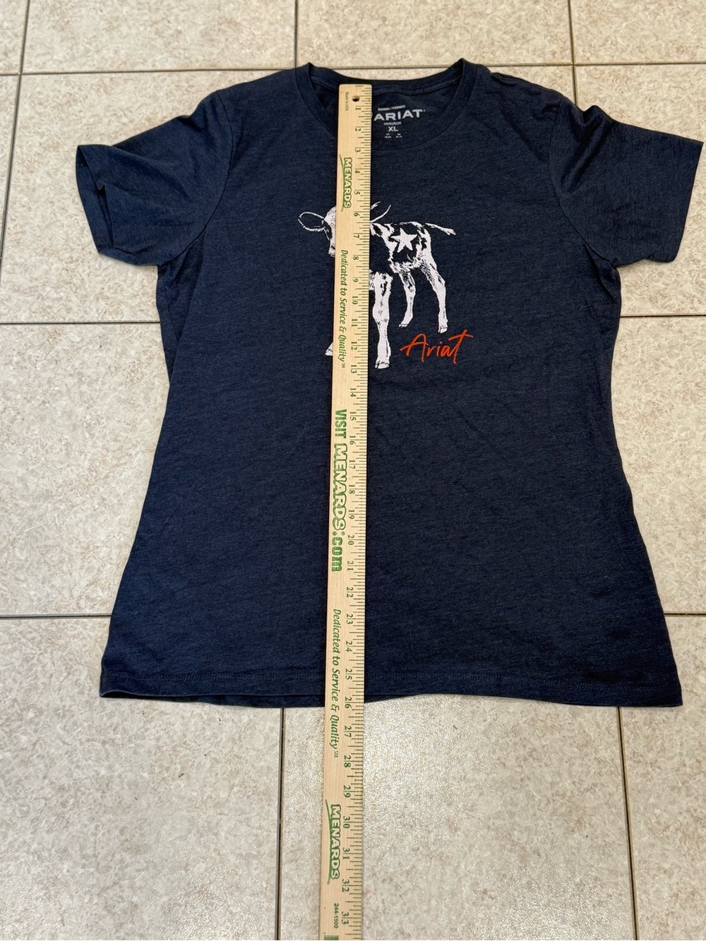 Ariat Navy Short Sleeve Tee with Calf Graphic - Picture 6 of 7